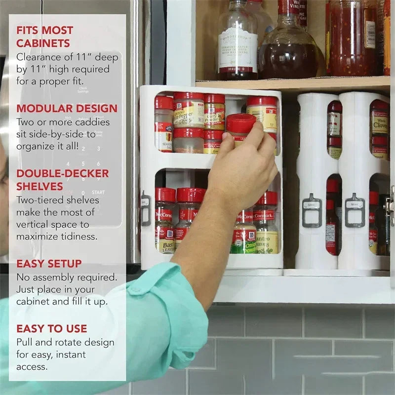 Multi-layer Storage Rotating Rack, Storage Rack Cabinet, Food Storage Rack, Pull-out Rotating Spice Rack, Spice Rack