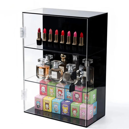 Acrylic storage cabinet used for locking cosmetics and perfume lipstick small items is handmade, dust-proof, anti loss