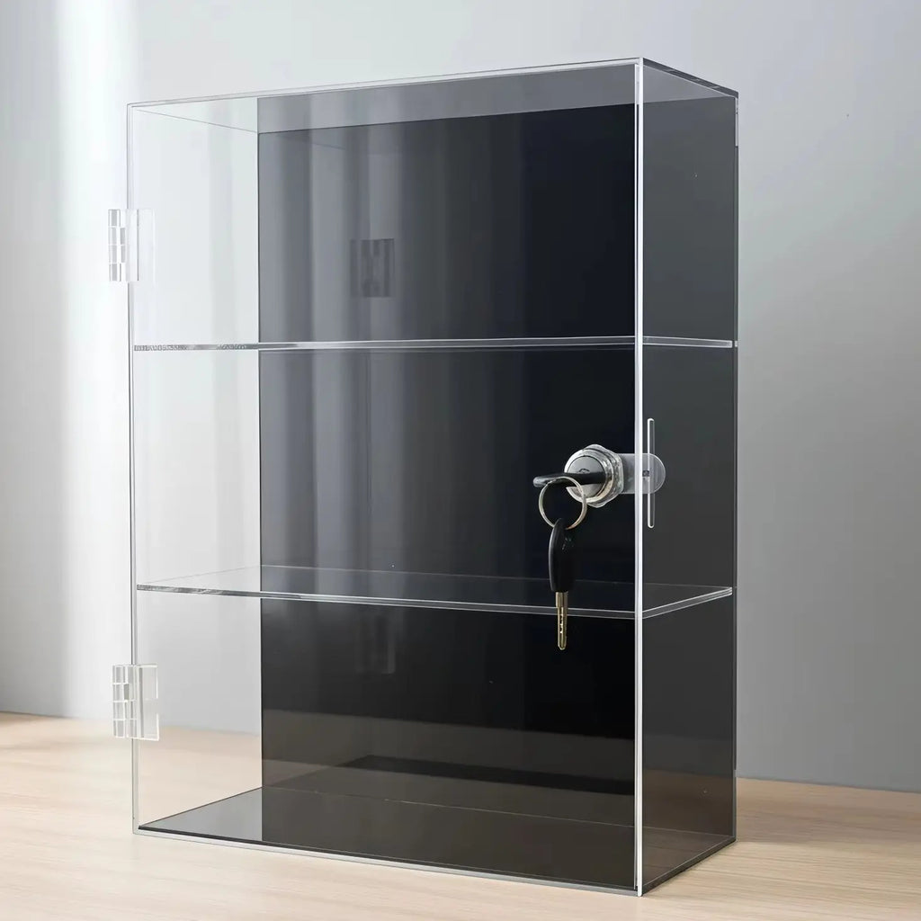 Acrylic storage cabinet used for locking cosmetics and perfume lipstick small items is handmade, dust-proof, anti loss